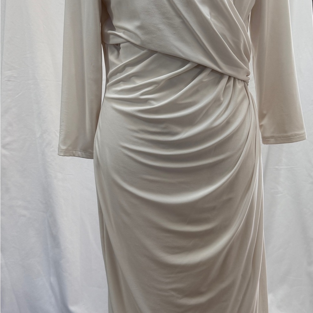 Lauren Ralph Lauren Soft Ivory Draped Long-Sleeve Maxi Dress